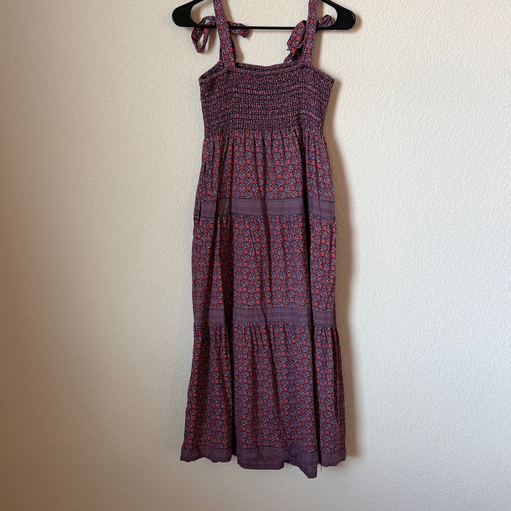 Marine Layer Selene Smocked Tiered Maxi Dress in Geo Floral Print - Picture 5 of 9